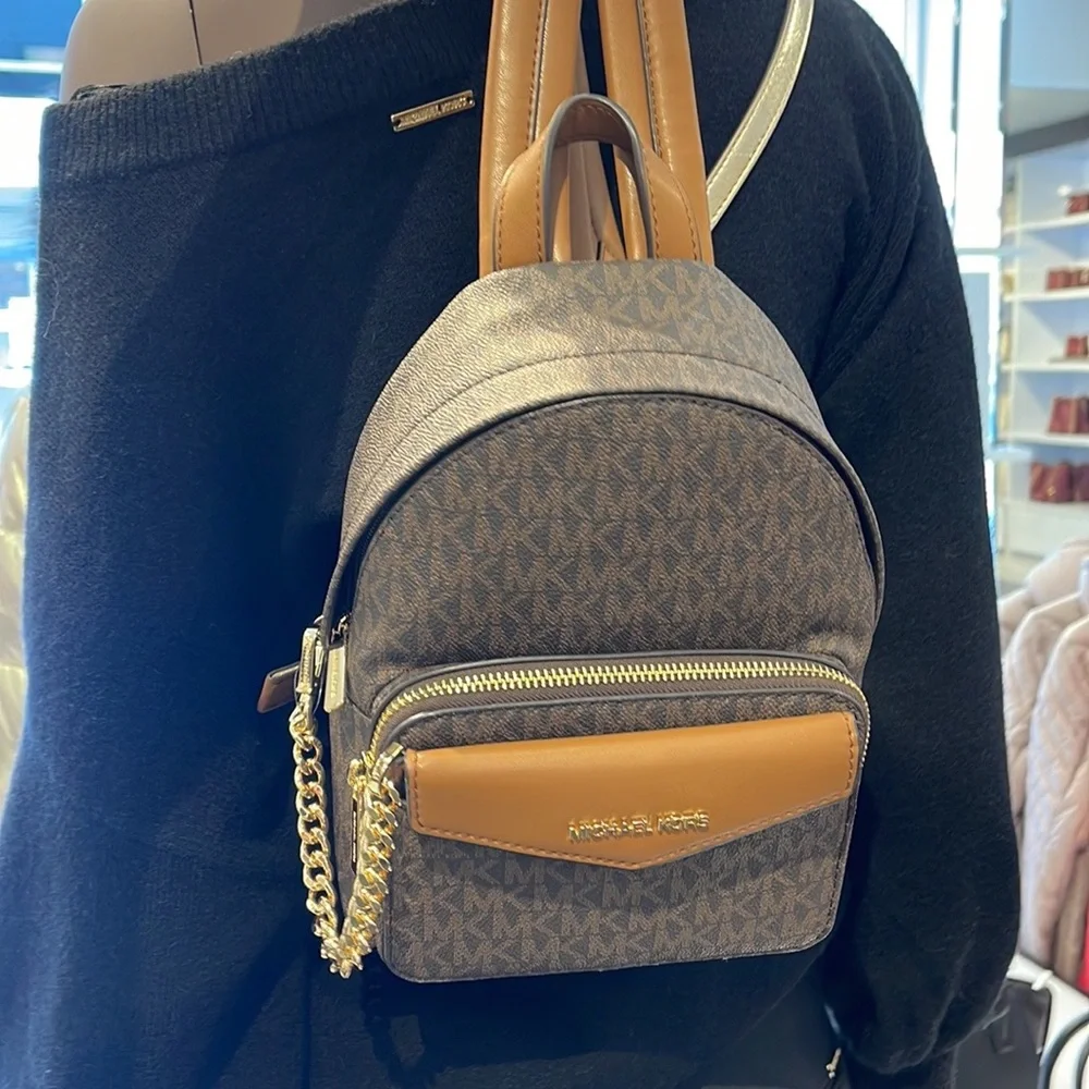 MICHAEL KORS Maisie Extra-Small Logo 2-in-1 Backpack Brown NWT